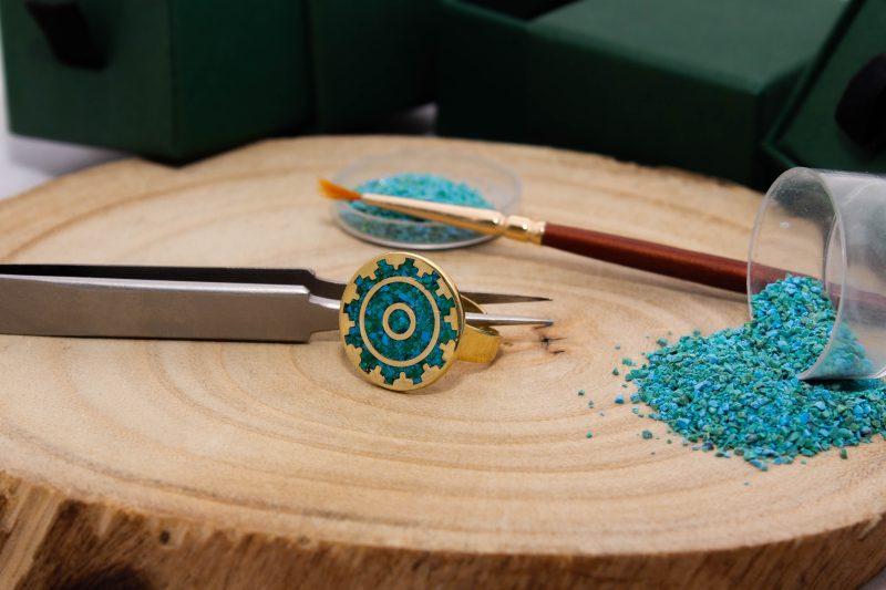 Brass Micro Mosaic Disc Ring - Image 5