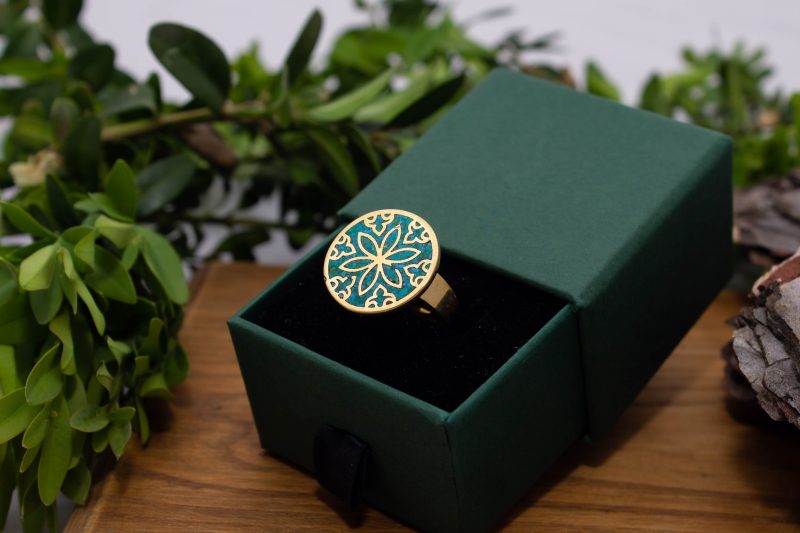 Brass Micro Mosaic Disc Ring - Image 4