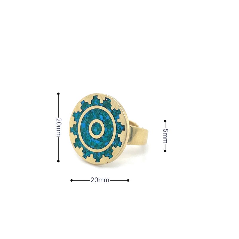 Brass Micro Mosaic Disc Ring - Image 3