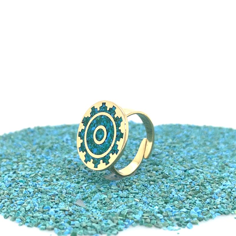 Brass Micro Mosaic Disc Ring