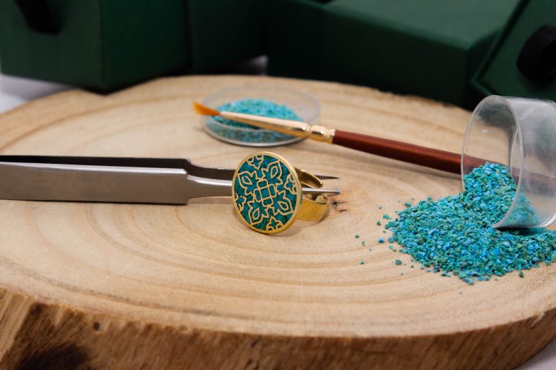 Brass Micro Mosaic Disc Ring - Image 4
