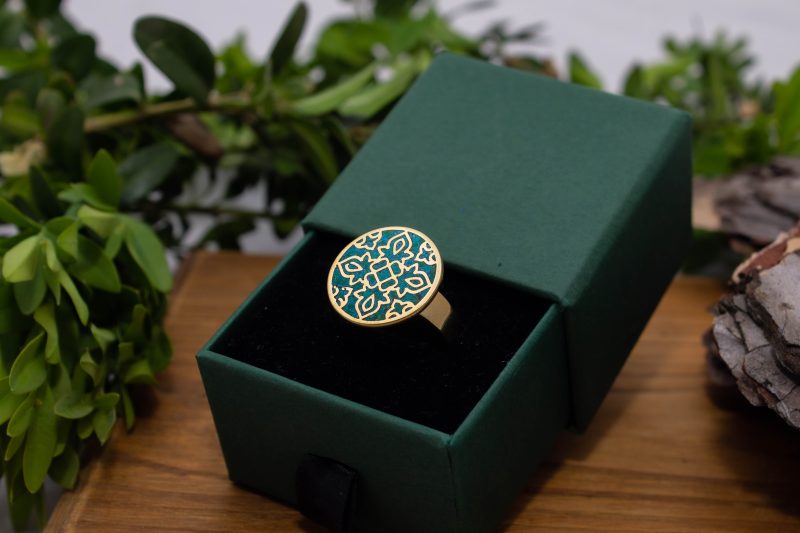 Brass Micro Mosaic Disc Ring - Image 5