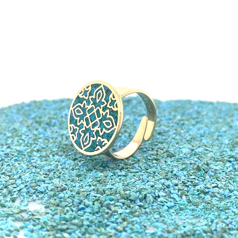 Brass Micro Mosaic Disc Ring
