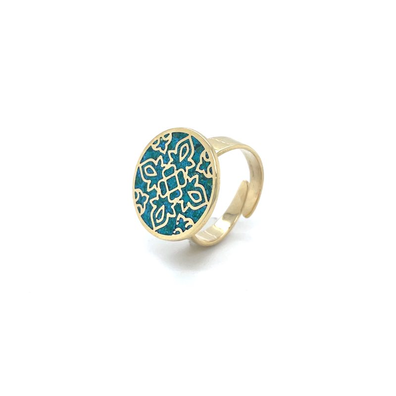 Brass Micro Mosaic Disc Ring - Image 2