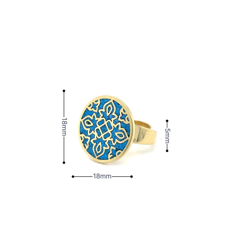 Brass Micro Mosaic Disc Ring - Image 3
