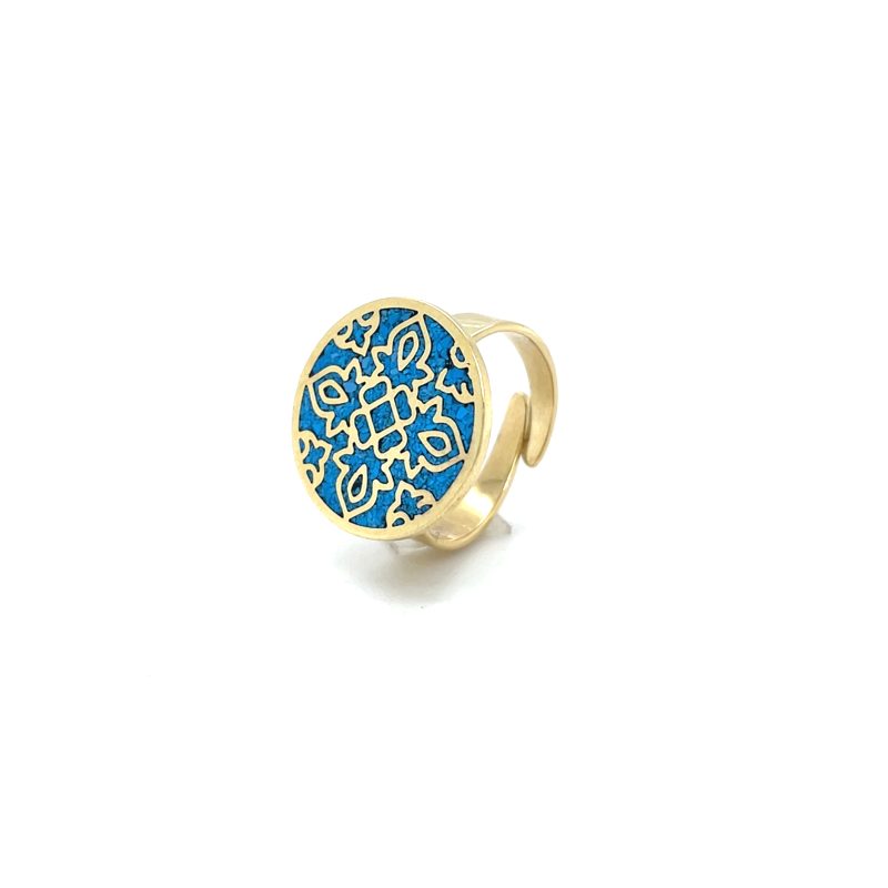 Brass Micro Mosaic Disc Ring - Image 2
