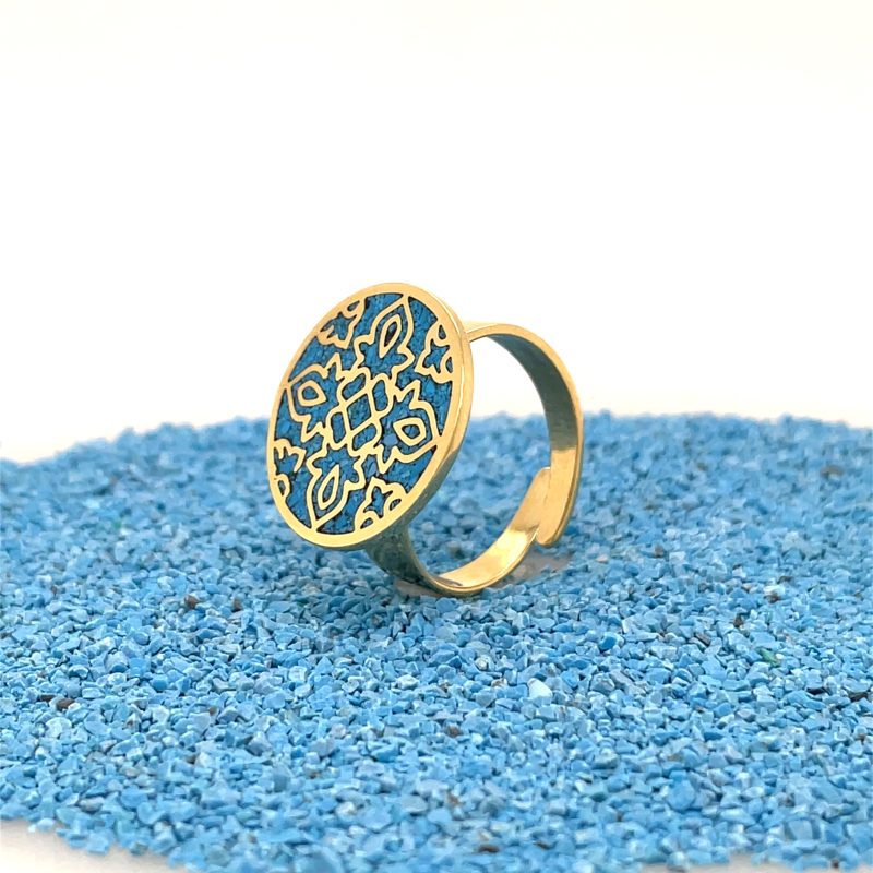 Brass Micro Mosaic Disc Ring
