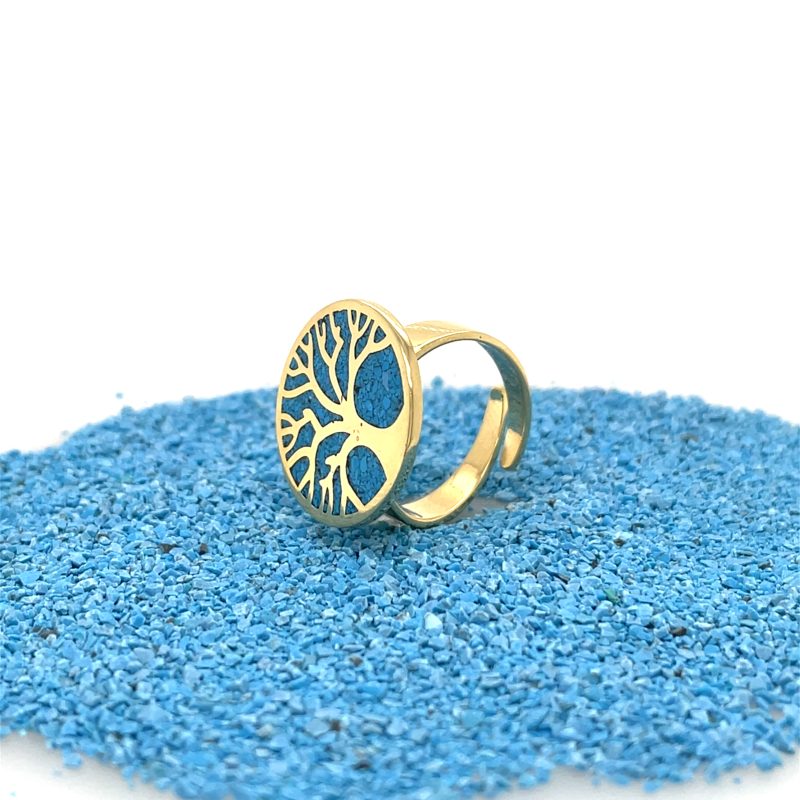 Brass Micro Mosaic Disc Ring