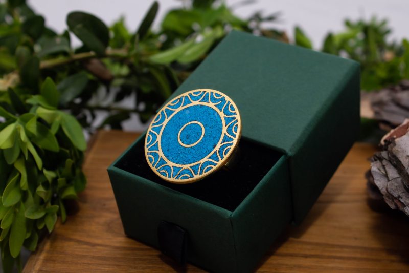 Brass Micro Mosaic Disc Ring - Image 5