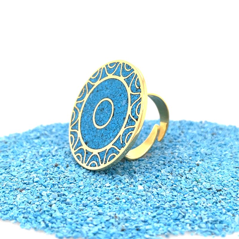 Brass Micro Mosaic Disc Ring