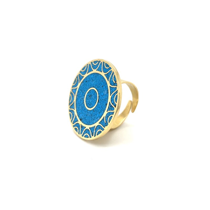 Brass Micro Mosaic Disc Ring - Image 2