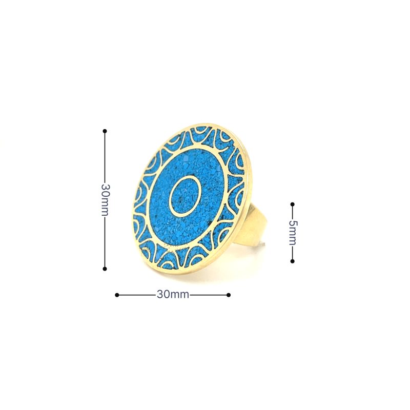 Brass Micro Mosaic Disc Ring - Image 3