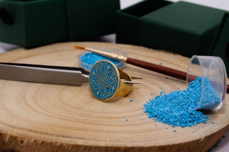 Brass Micro Mosaic Disc Ring - Image 4