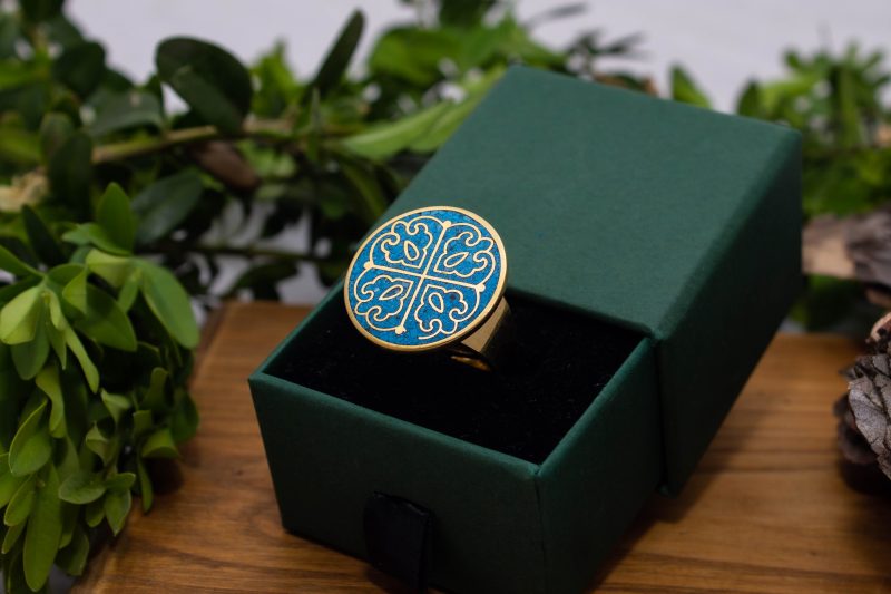 Brass Micro Mosaic Disc Ring - Image 5