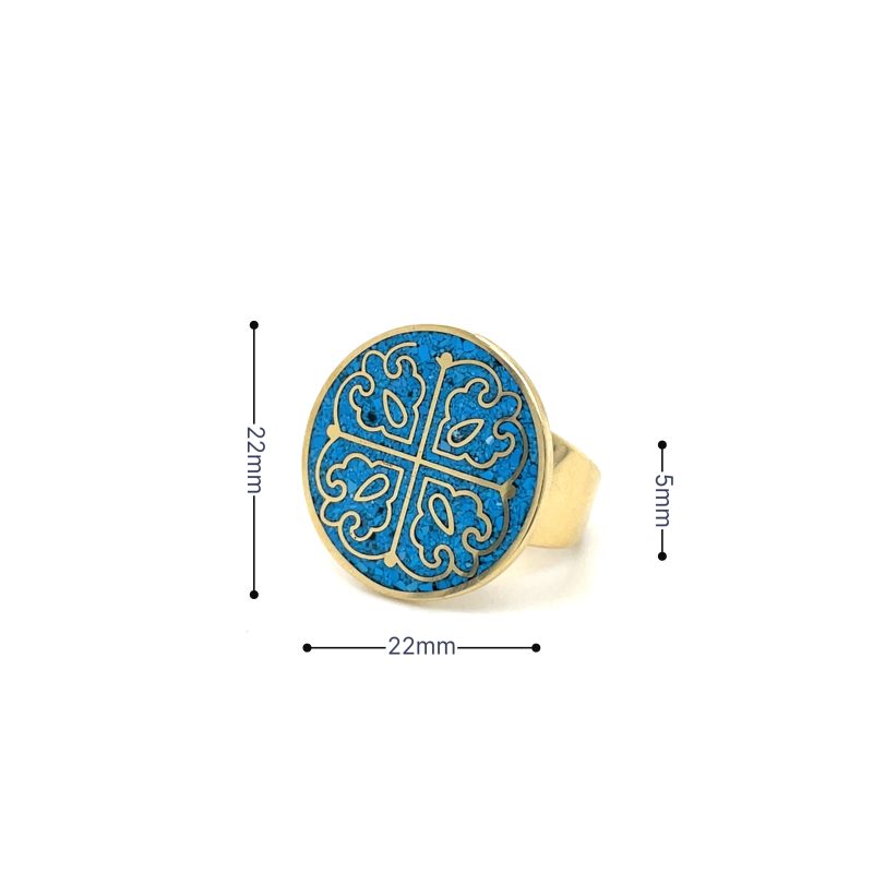 Brass Micro Mosaic Disc Ring - Image 3