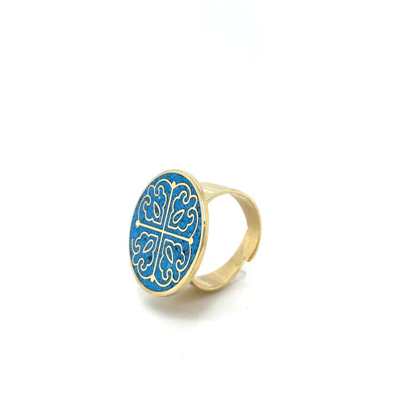 Brass Micro Mosaic Disc Ring - Image 2