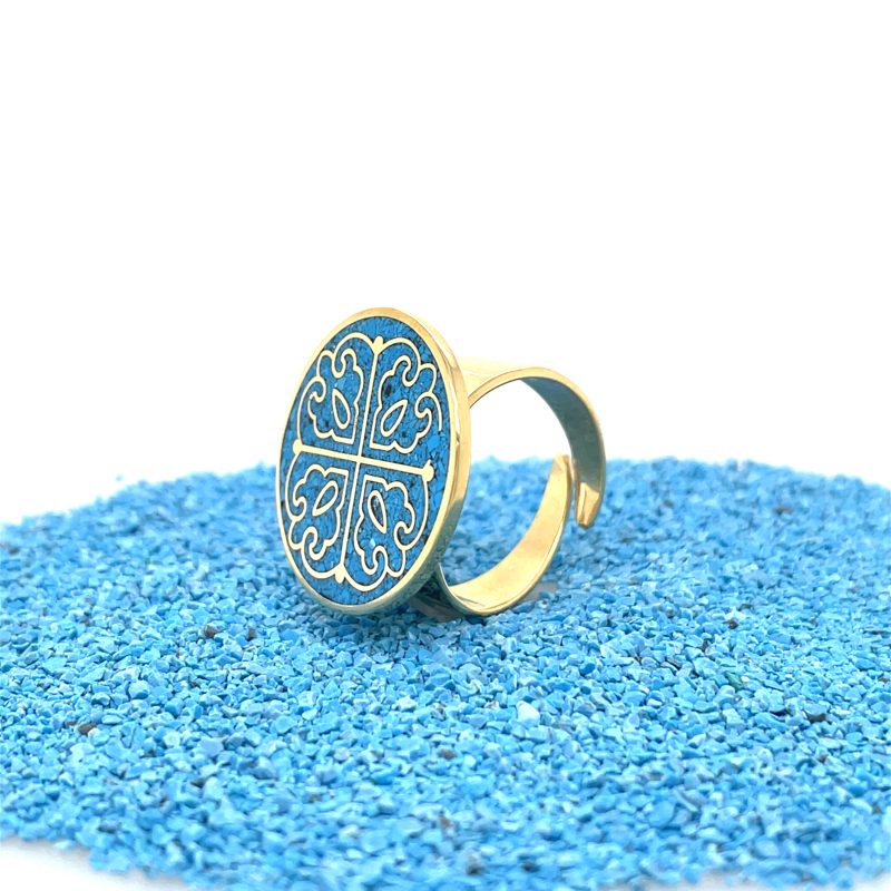 Brass Micro Mosaic Disc Ring