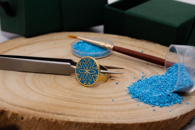 Brass Micro Mosaic Disc Ring - Image 4
