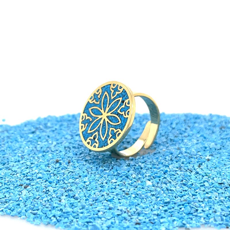 Brass Micro Mosaic Disc Ring