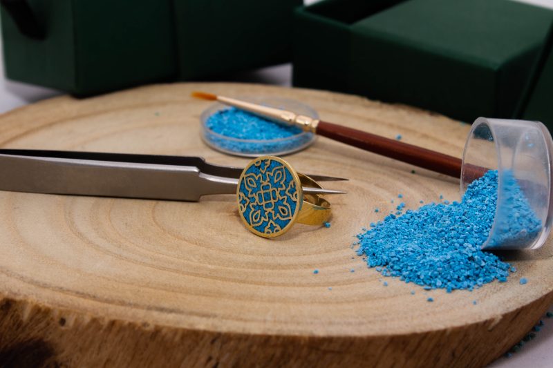 Brass Micro Mosaic Disc Ring - Image 4