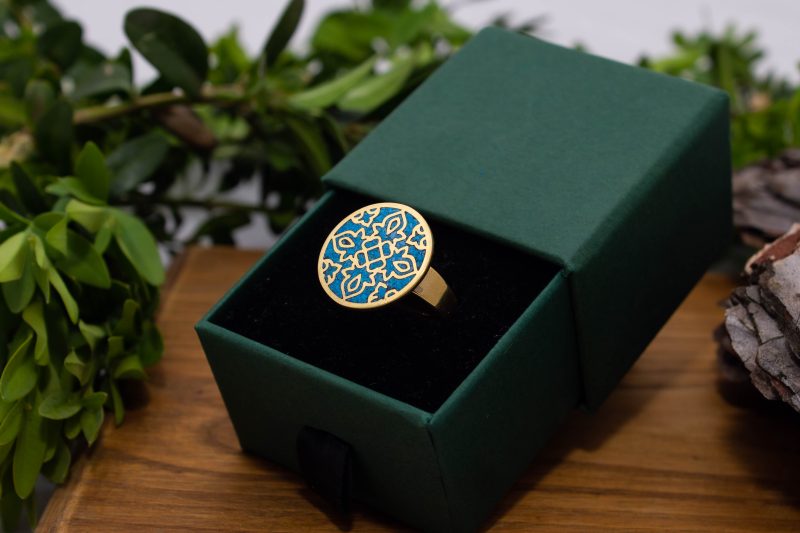 Brass Micro Mosaic Disc Ring - Image 5