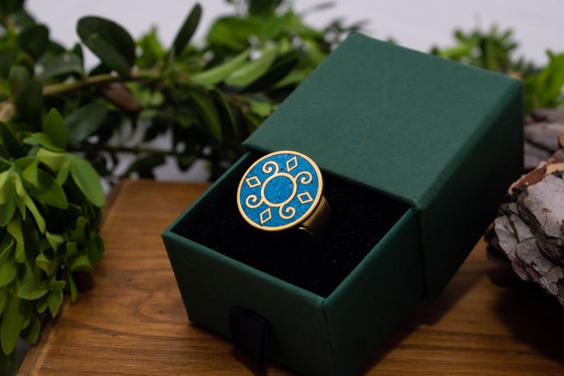 Brass Micro Mosaic Disc Ring - Image 5