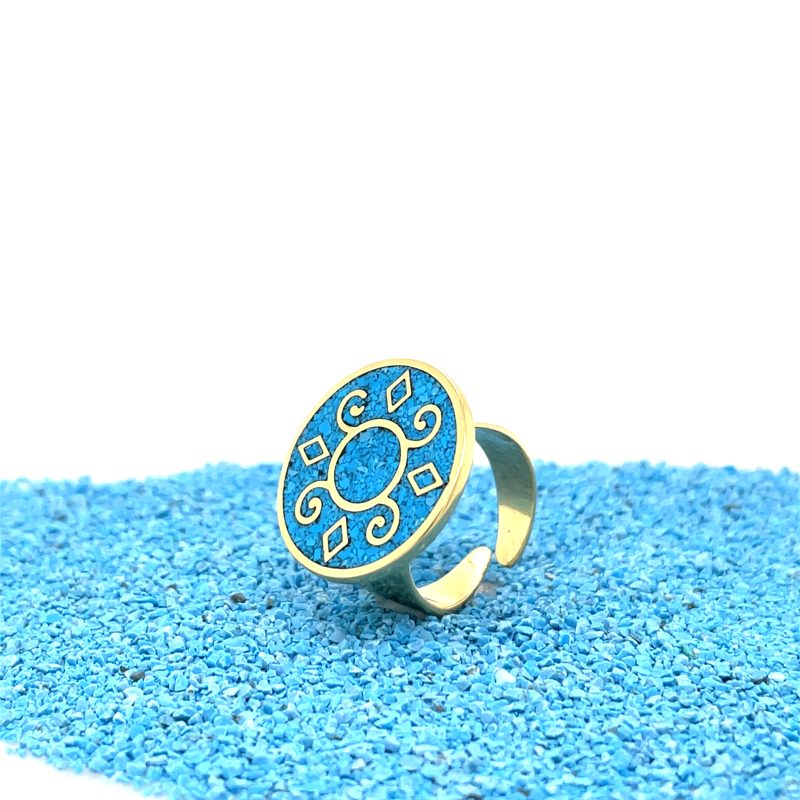 Brass Micro Mosaic Disc Ring