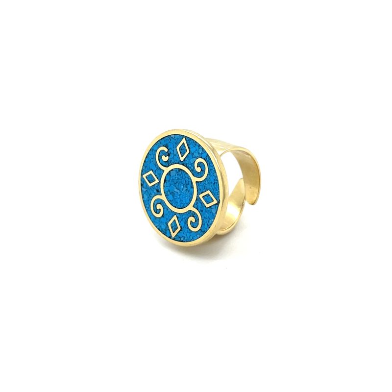 Brass Micro Mosaic Disc Ring - Image 2