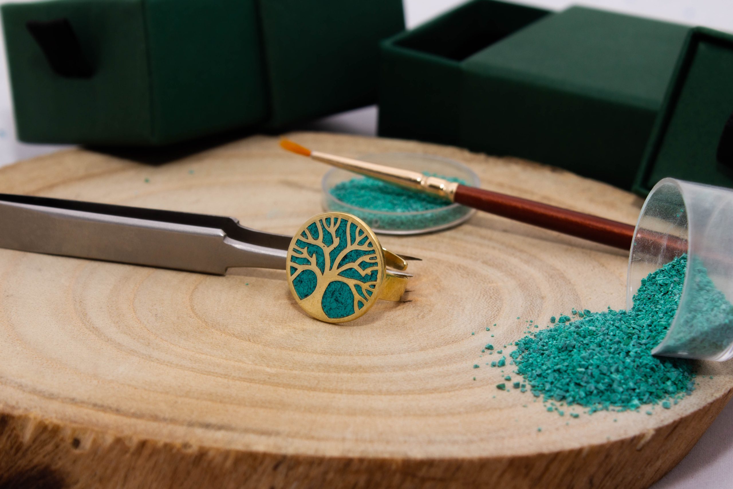 Brass Micro Mosaic Disc Ring - Image 4