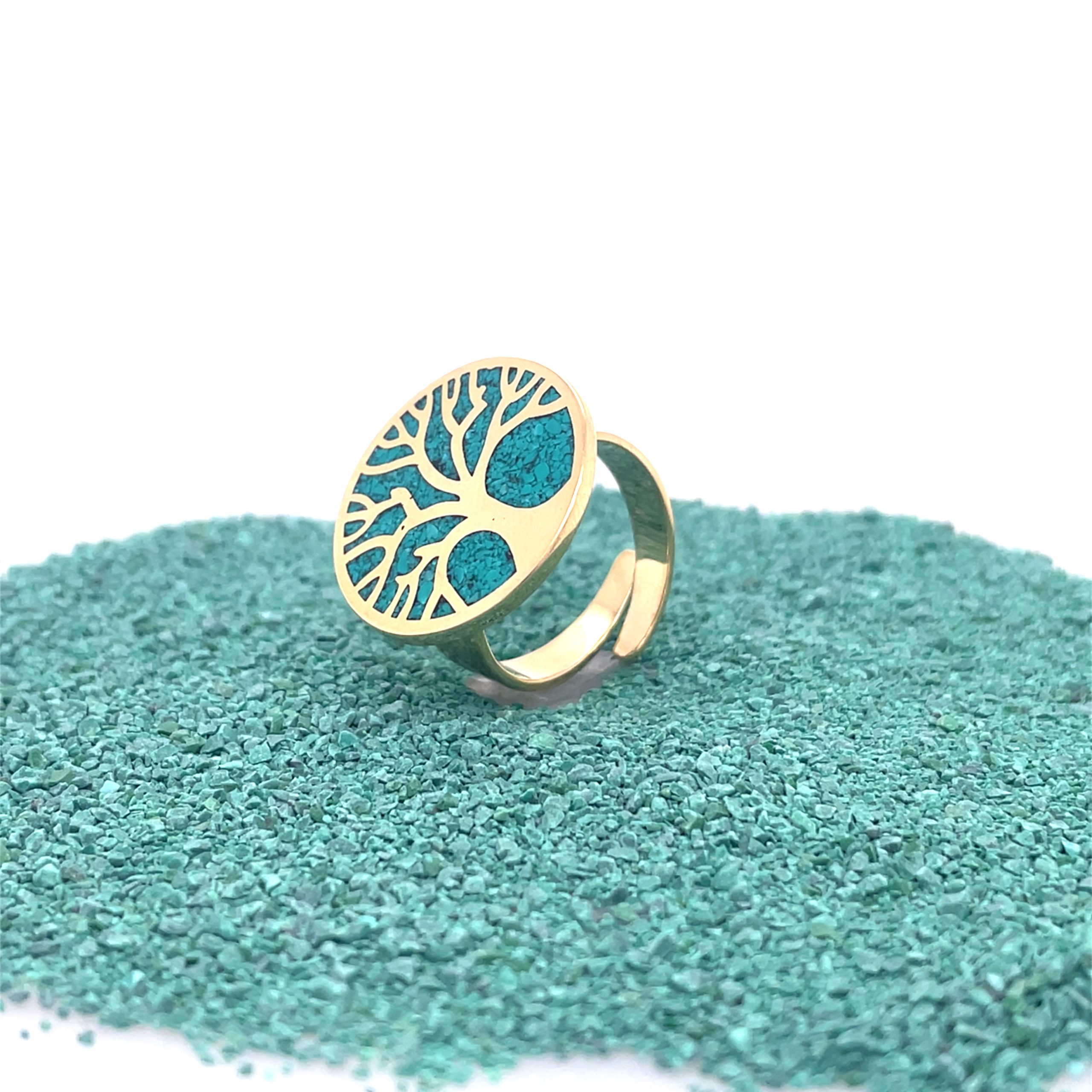Brass Micro Mosaic Disc Ring