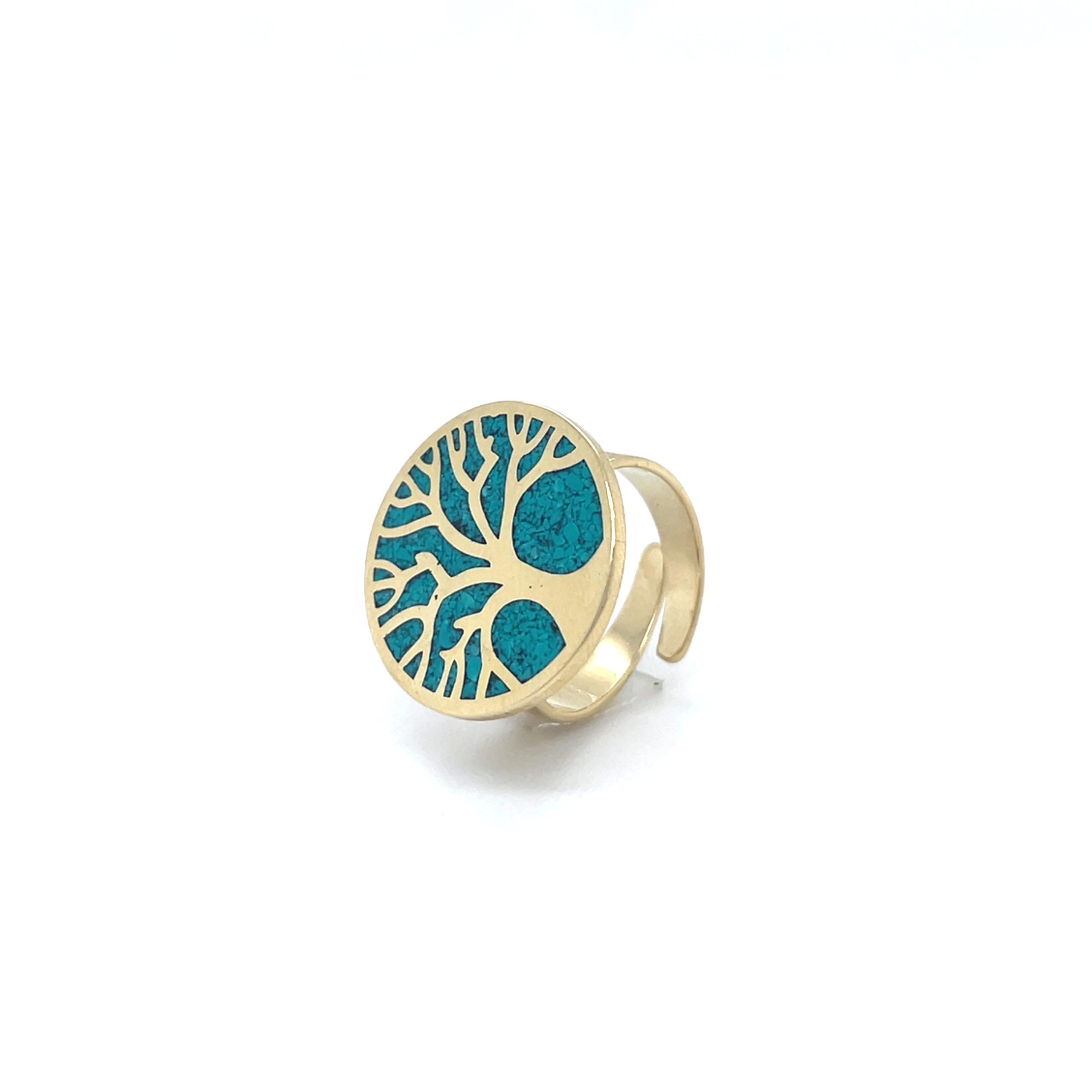 Brass Micro Mosaic Disc Ring - Image 2