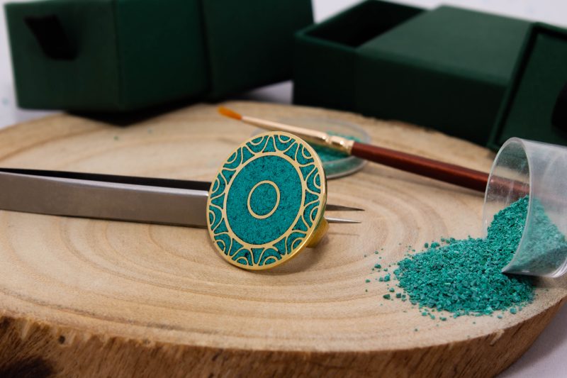 Brass Micro Mosaic Disc Ring - Image 4
