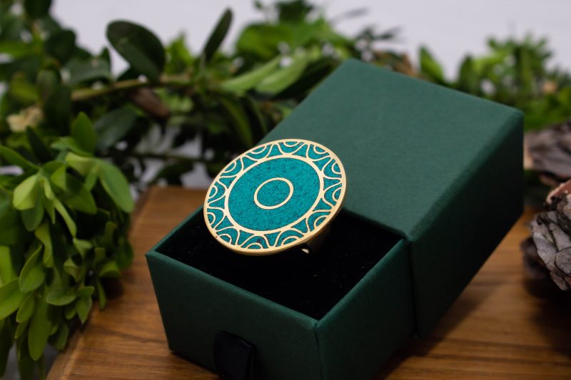 Brass Micro Mosaic Disc Ring - Image 5
