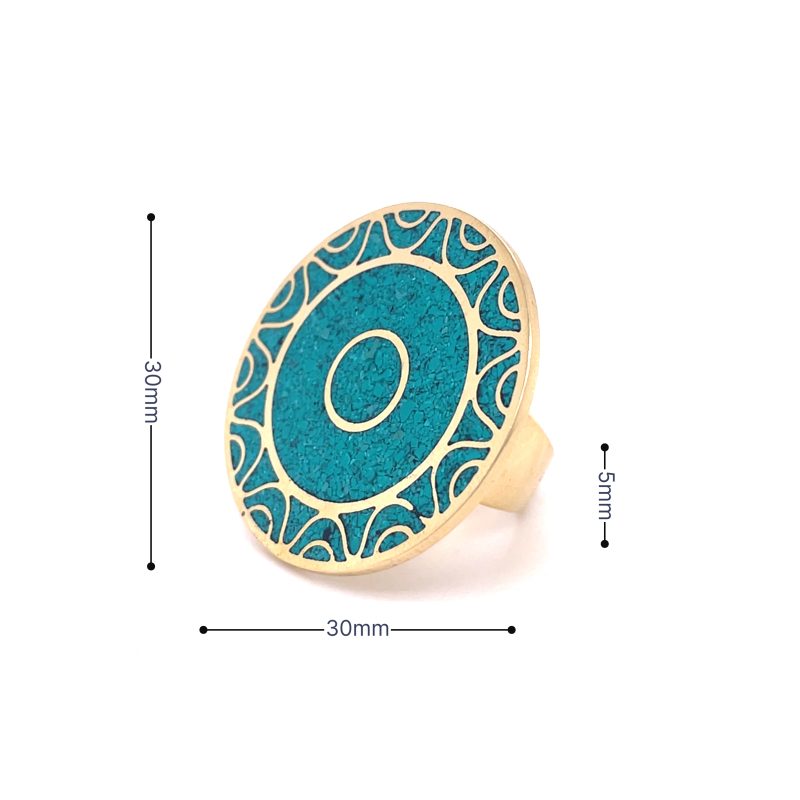 Brass Micro Mosaic Disc Ring - Image 3