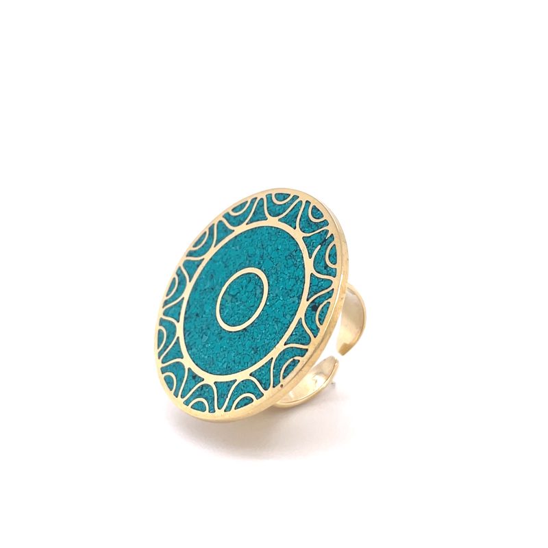 Brass Micro Mosaic Disc Ring - Image 2