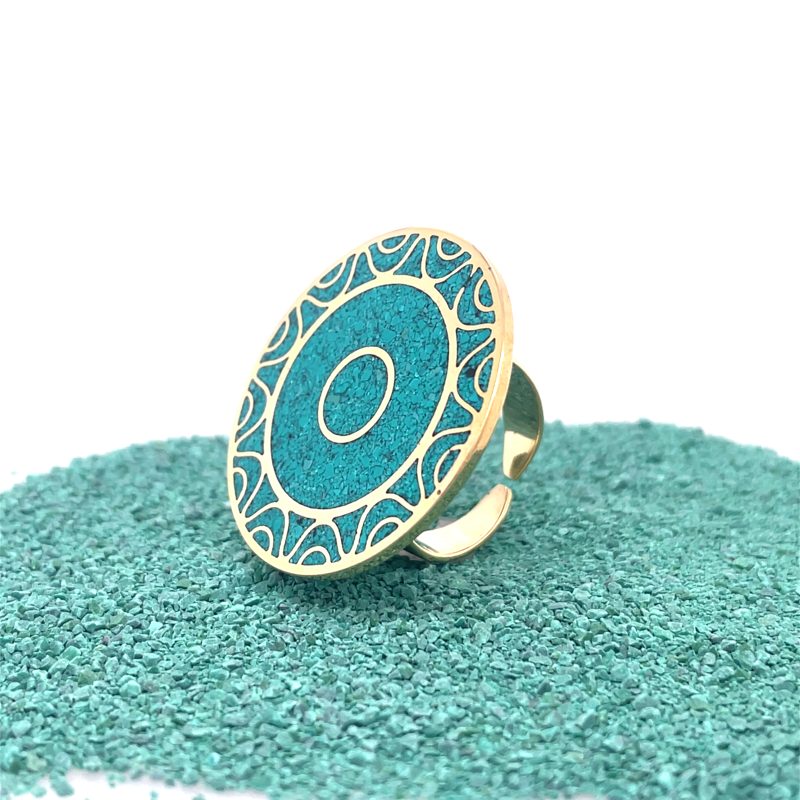 Brass Micro Mosaic Disc Ring