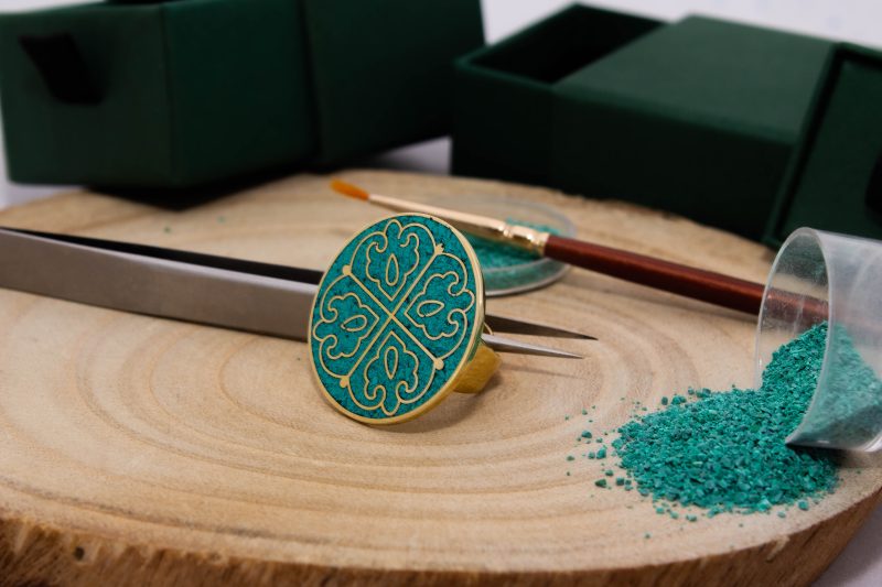Brass Micro Mosaic Disc Ring - Image 4