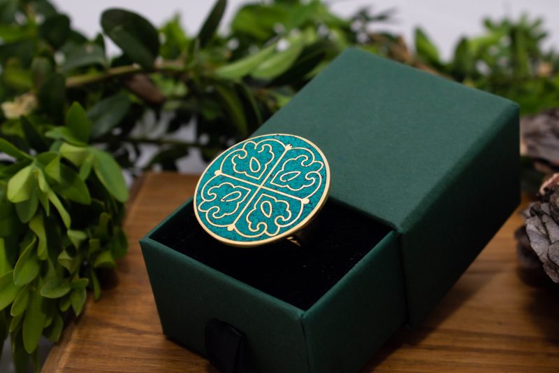 Brass Micro Mosaic Disc Ring - Image 5