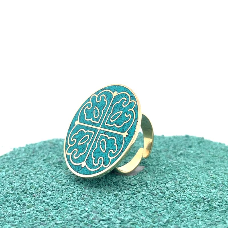 Brass Micro Mosaic Disc Ring