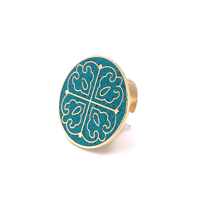 Brass Micro Mosaic Disc Ring - Image 2