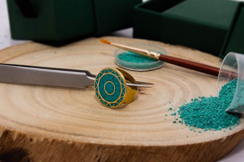 Brass Micro Mosaic Disc Ring - Image 4