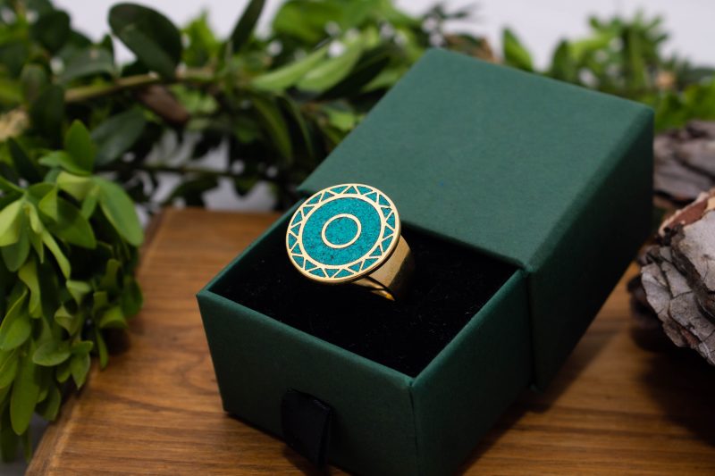 Brass Micro Mosaic Disc Ring - Image 5