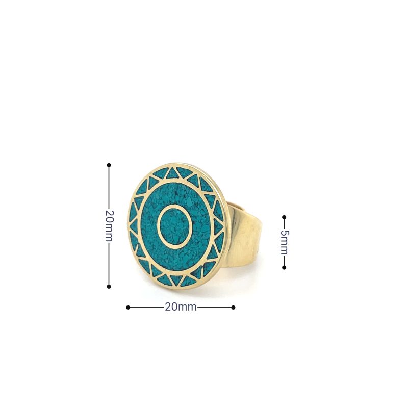 Brass Micro Mosaic Disc Ring - Image 3