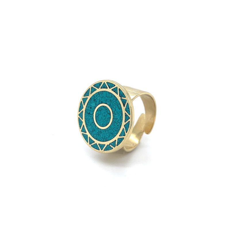 Brass Micro Mosaic Disc Ring - Image 2