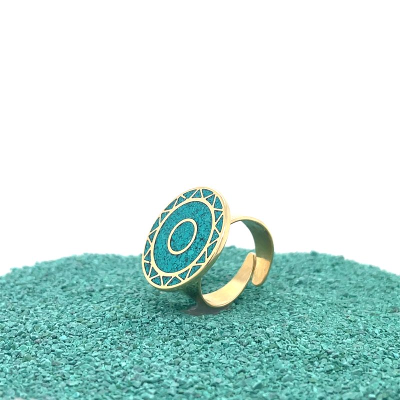 Brass Micro Mosaic Disc Ring