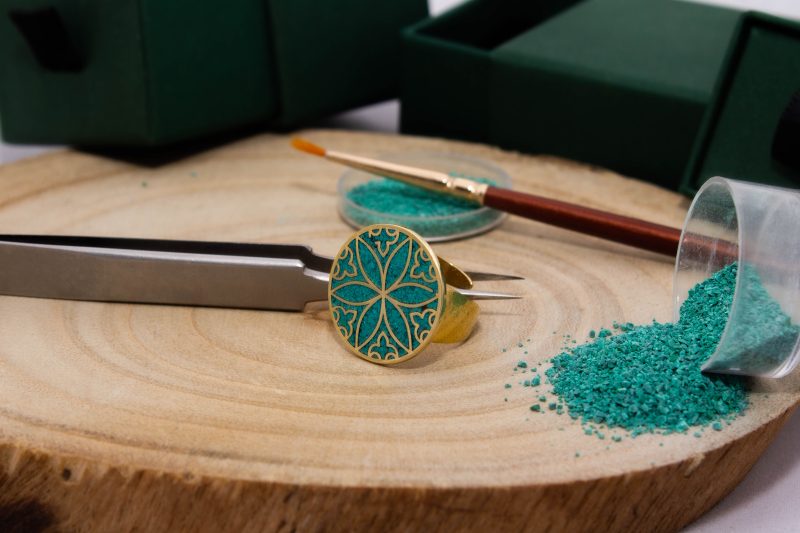 Brass Micro Mosaic Disc Ring - Image 4