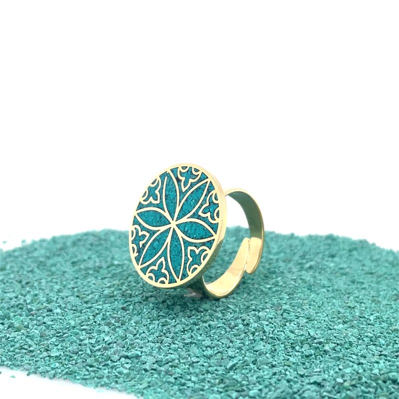 Brass Micro Mosaic Disc Ring