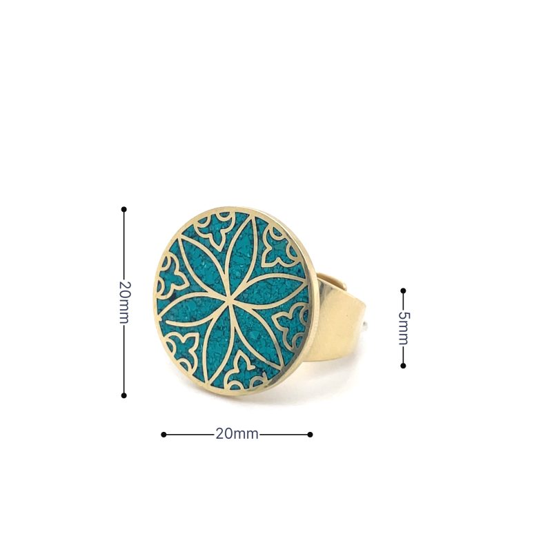 Brass Micro Mosaic Disc Ring - Image 3