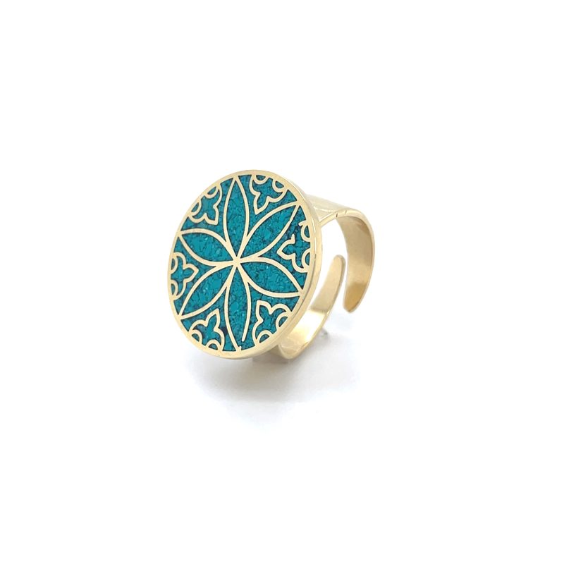 Brass Micro Mosaic Disc Ring - Image 2