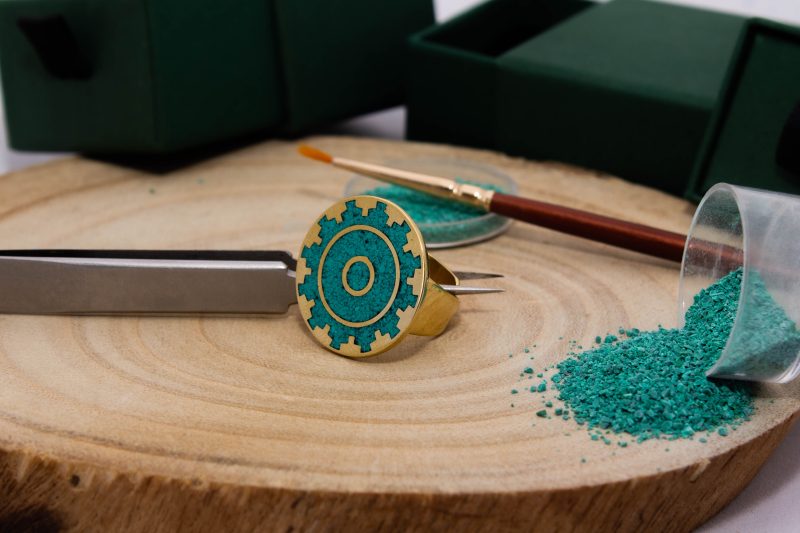 Brass Micro Mosaic Disc Ring - Image 4